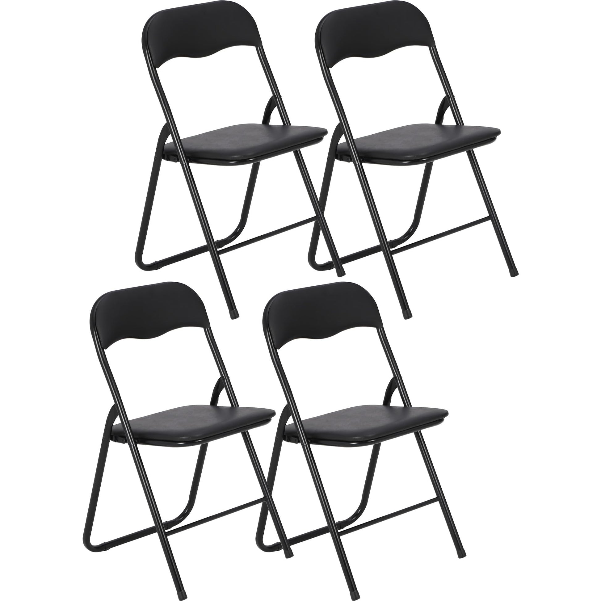 Garvee Folding Chairs with Padded Seats, Black Metal Folding Chairs with Non-Slip Feet Pads for Desks Home Office Steel Guest Reception Party Poker St