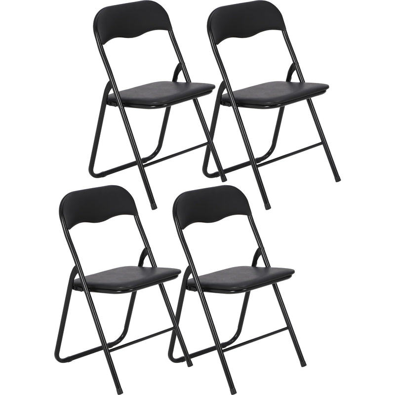 Garvee Folding Chairs with Padded Seats, Black Metal Folding Chairs with Non-Slip Feet Pads for Desks Home Office Steel Guest Reception Party Poker St
