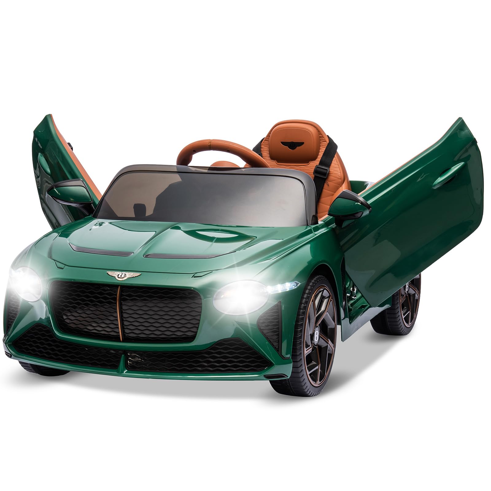 Garvee 12V Licensed Bentley Bacalar Ride-On: Remote Control, Scissor Doors, Suspension, LED Lights, 3 Speeds, for Boys & Girls - Green