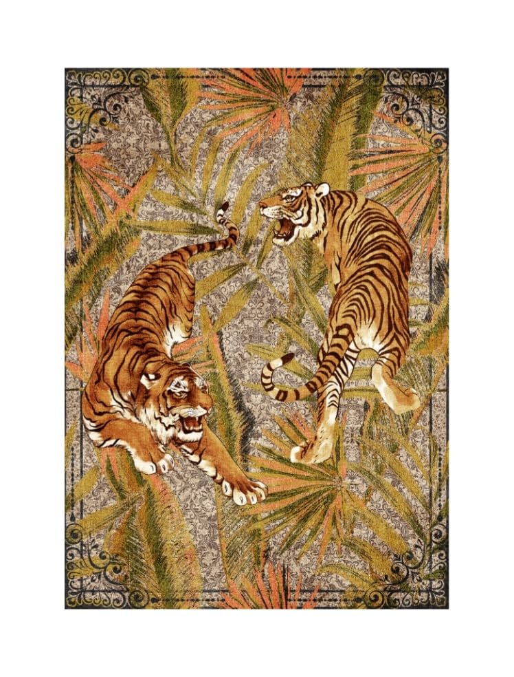 Garvee Bedroom Rug Washable Area Rug Non Slip Low Pile Boho Floral Carpet Camel 10x13ft