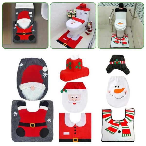 New Cute Christmas Toilet Seat Cover Creative Santa Claus Bathroom Mat Christmas Supplies Home New Year Navigation Gift Decoration 2025 W241