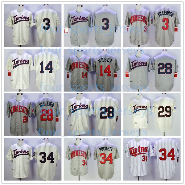 Lendas do beisebol vintage Jerseys - Harmon Killebrew Joe Mauer Kent Hrbek Bert Blyleven Rod Carew Kirby Puckett - Size S -6xl