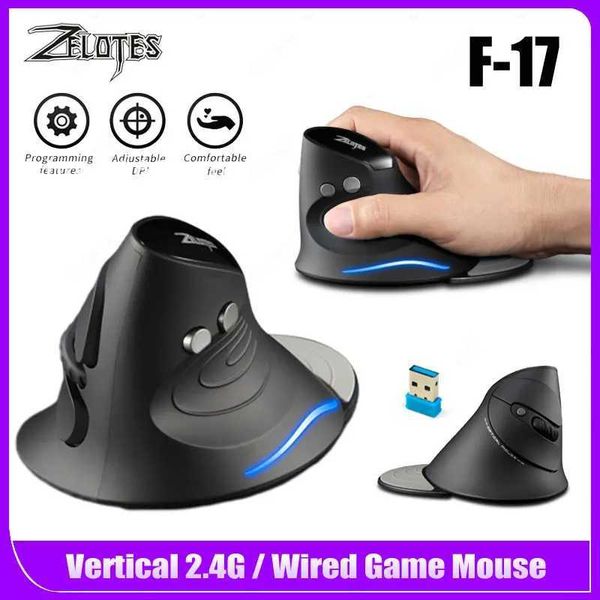 ZELOTES F-17 Gaming Mouse Ergonic Upright Optical Vertical Mouse Wrist Rest Wireless 6 Button Desktop PC Gamer Mouse Z250115