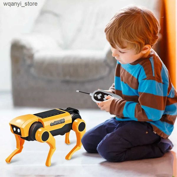 Electronics Robots New robot solar powered mechanical intelligent dog childrens education assembly puzzle toy bionic intelligent robot toy g