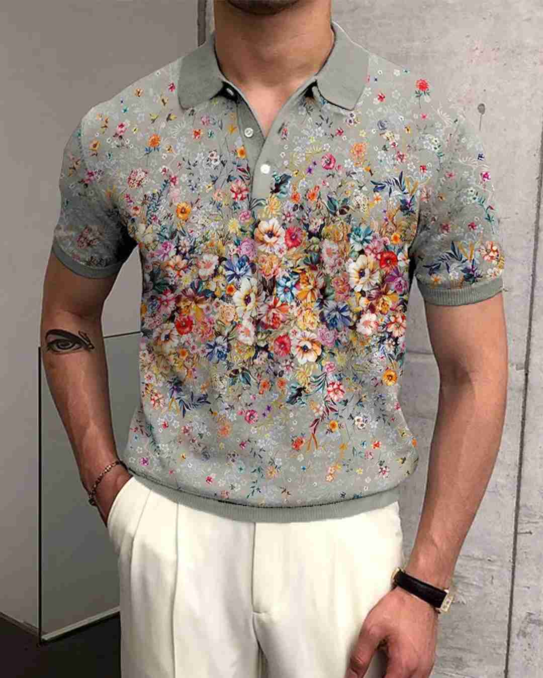 Beautiful Flowers 3D Printed Summer Mens Button Down Collar Polo Shirts Casual Tops Oversized Short Sleeve Trend Men ClothingXJ240920