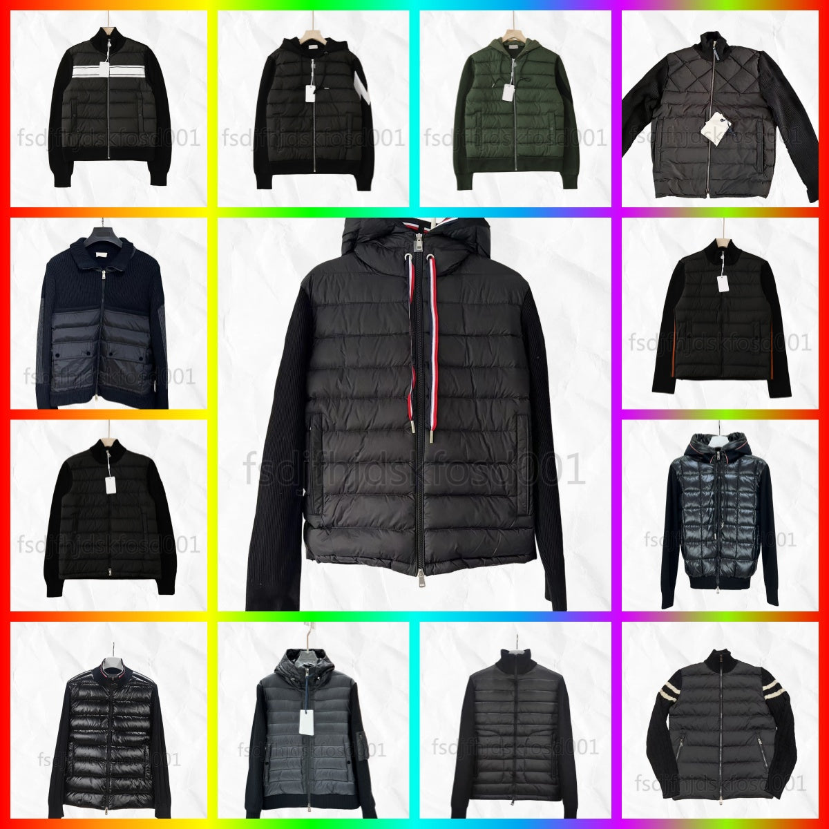 Multiple styles winter Stand Collar Mens Down Jacket Striped Sleeve Design men Knitted jacket Arm NFC Glue Badge mens coat Fashion Casual knit jacke