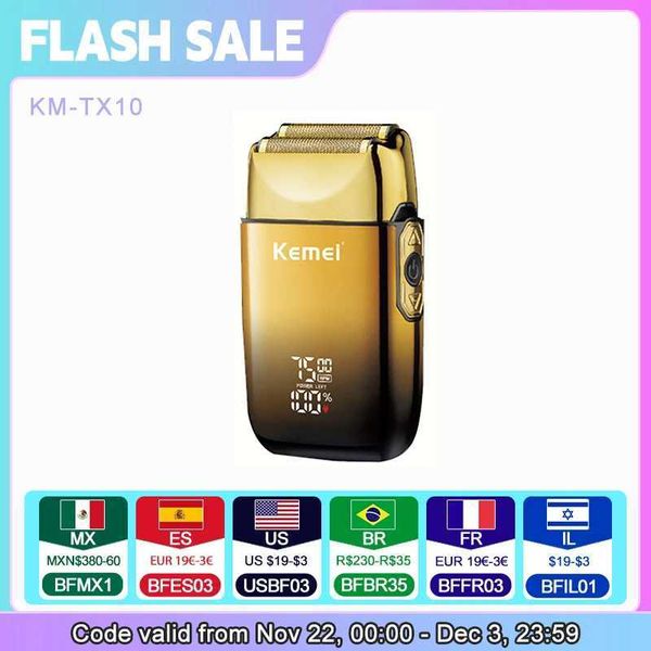 Electric Shaver Kemei TX10 New Electric Shaver with LED Display Screen Rechargeable Hair Beard Razor Bald Head Shaving for Men z241205