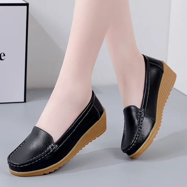2024 Women Flats Ballet Shoes Corte de couro Mocassin Boat Ballerina Sneakers casuais 241113