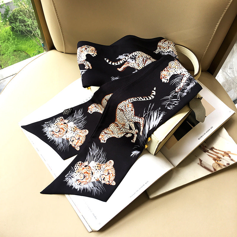 Silk Twill Narrow Belt Necklace Scarf --816458