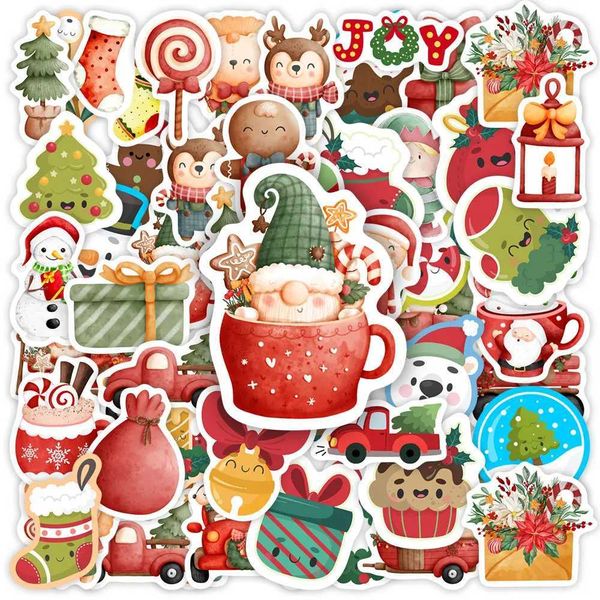 Christmas stickers cute sealing stickers cartoon DIY scrapbook decorations fun childrens toys PVC waterproof laptops W241113