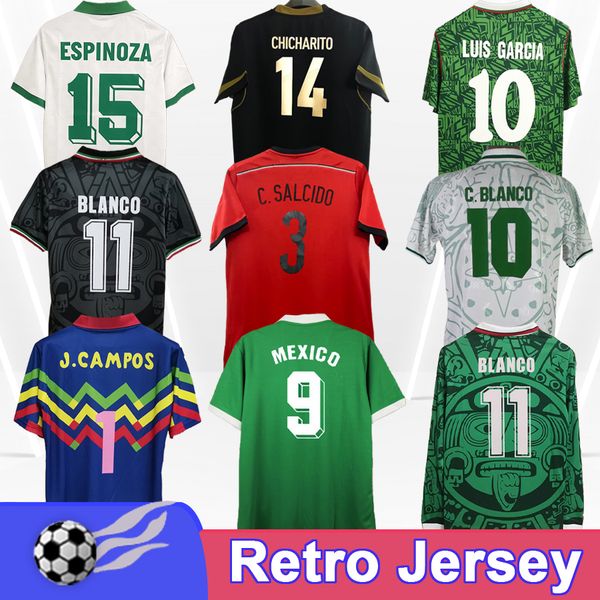 94 95 Mexico CHICHARITO Retro Mens Soccer Jerseys C. SALCIDO BLANCO HERNANDEZ H. SANCHEZ 2014 Home Away 3rd Vintage Football Shirts Uniforms