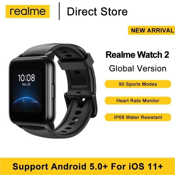 Realme Watch 2 Smart Watch 1.4&quot; IP68 Waterproof Smart Alot Control Blood Oxygen Heart Rate Monitor 90 Sport Modes Smartwatchs