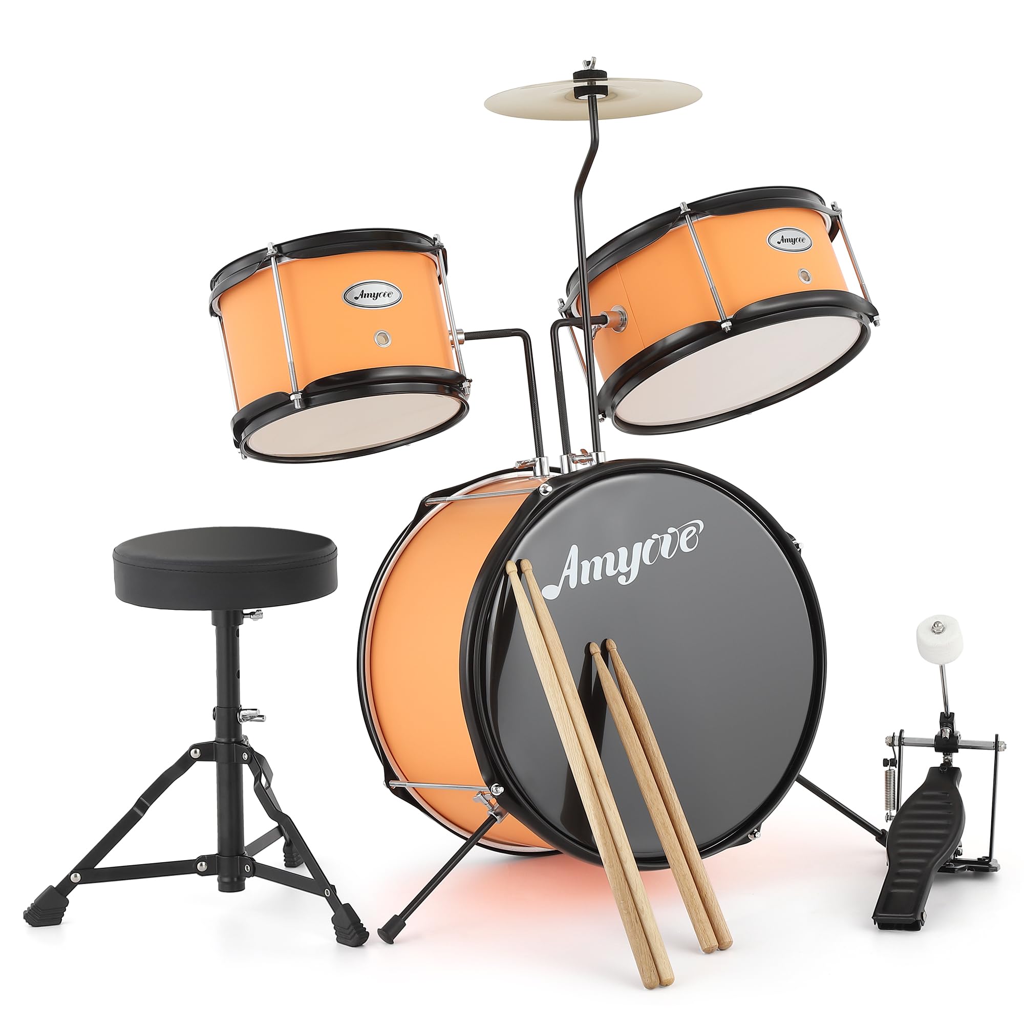 Garvee Drum Set for Beginners, 3-Piece Drum Set, Kids Drum Set with Bass Drum, 8" Suspended Cymbal, Stool, Drumsticks, Pedal