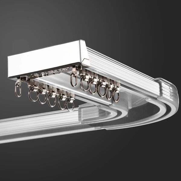 TIPIACE-Customized Heavy-Duty Compact Conjoined Dual Curtains Tracks Premium Elegant Rails for Normal and Bay Windows 240824