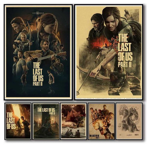 2023 Vintage The Last of Us Poster Ellie Abby Parte 2 Jogo de cinema Art Wall Mural Esports Gaming Room Decor Home DecorationC250120