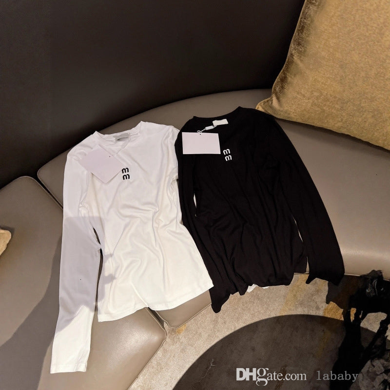 Designer T-Shirt Womens Fall Clothes Embroidered Letter Tshirts Blouses Fashion Versatile Comfortable Top Crew Neck Long Sleeve Tee Shirt