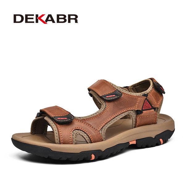 DEKABR Leather Summer New Large Men Outdoor Men&#039;s Casual Shoes Fashion Sandals Slippers Big Size 37-46 8b7e