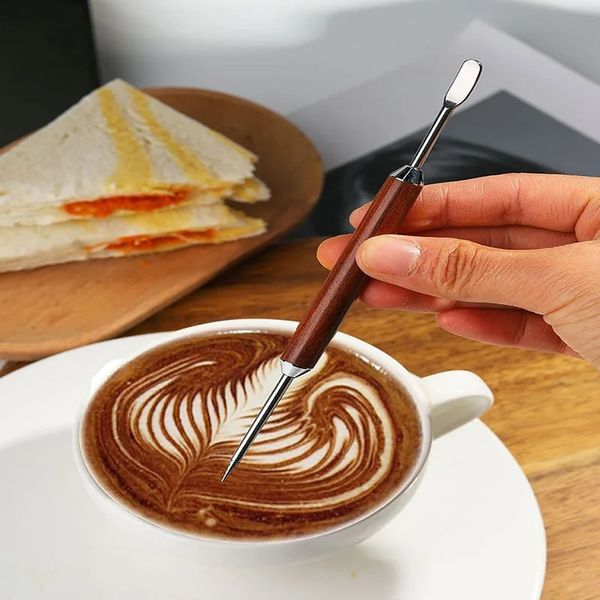 Stainless steel coffee latte needle carving stick cappuccino latte decorative art pen fancy stitching barista tool 240801