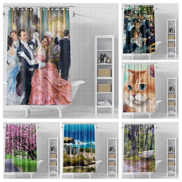 home shower Oil painting style curtains for bathroom waterproof fabric bathroom Curtains modern shower curtain 180x200 240x200 Y240815