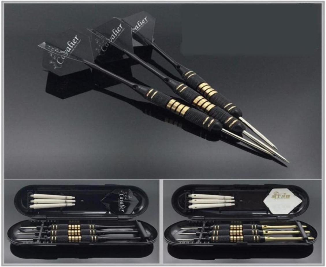 3pcs set Professional Darts Carry Box 24g 25g Black Golden Color Steel Tip With BrassShafts Hunting darts Dart suit261w4712337