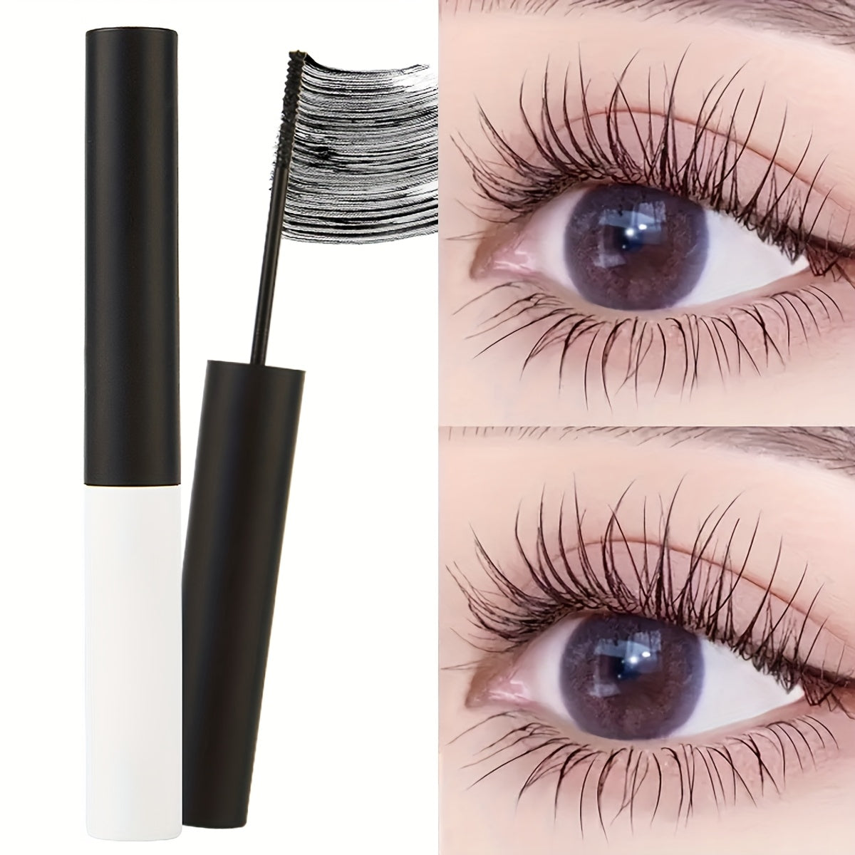 TEMU 1pc Slim Eyelash Mascara - Curly Thick Lashes, Thin & Silky Formula, Smooth -free Application, Color, Slightly High Quality, All Light Beige