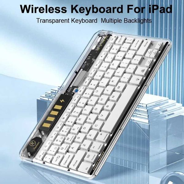 Keyboards Bluetooth-compatible Wireless Keyboard for Windows iOS Android Transparent Portable 78-key Keyboard For Tablet Laptop Office z2411