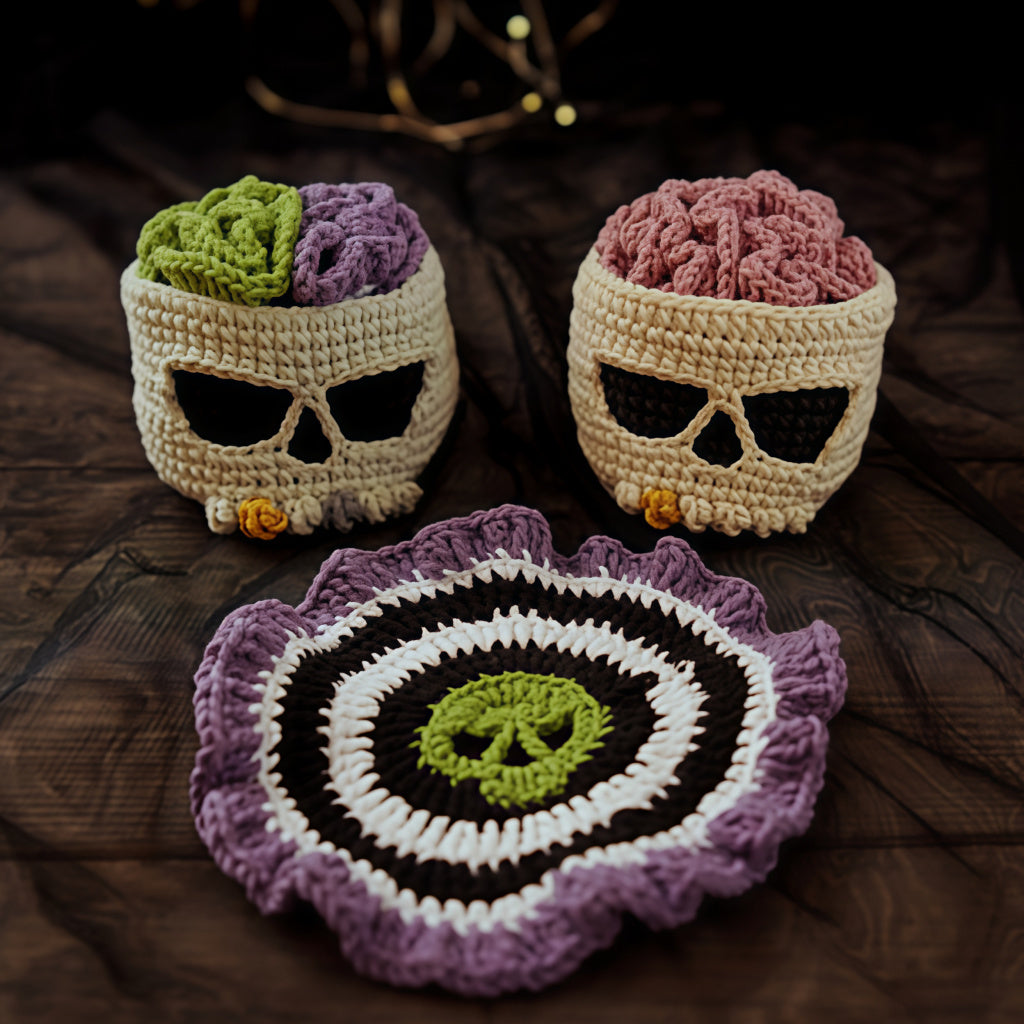 TEMU 2pcs Crochet Kit For Beginners - Yarn, Hooks & Video Tutorial - Brain Flower Coaster Crochet Set, Knitting Tool Bag