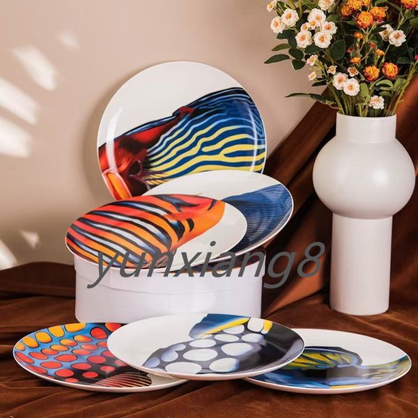European style creative tableware decoration ceramic tableware cold plate steak fruit salad dinner coffee porcelain cup gift box