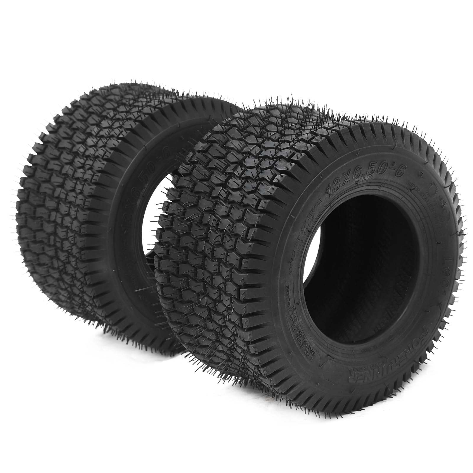 Garvee Lawn Mower Tires Turf Tires 20x8.00-8 4PR for Golf Cart Tires, Garden Tractor Riding Mower Tubeless Set of 2 - 13x6.50-6-4PR TL LG01