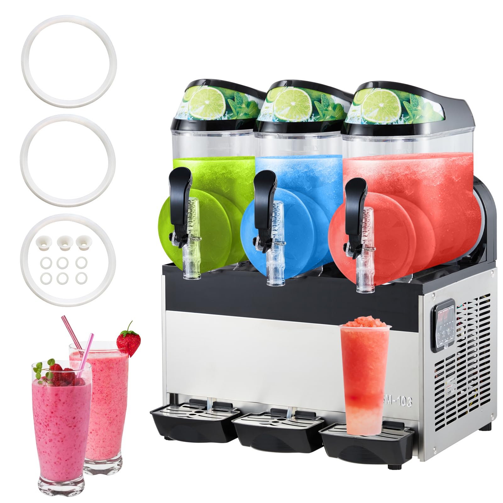 Garvee Commercial Slushy Machine 45L (15L x3) 600W – Stainless Steel & Food-Grade PC Tanks for Restaurants, Bars, Events
