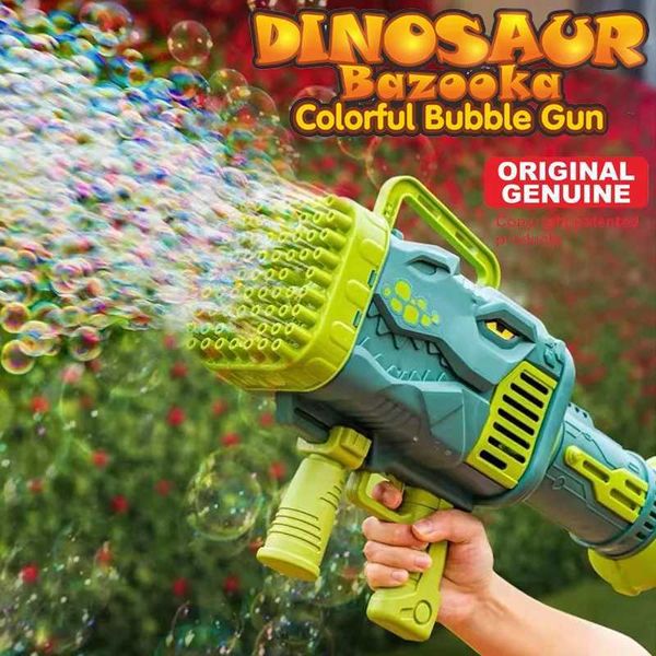 Dinosaur rocket launcher 64 hole bubble lamp hand-held gun childrens automatic outdoor toy bubble machine childrens toyW240902
