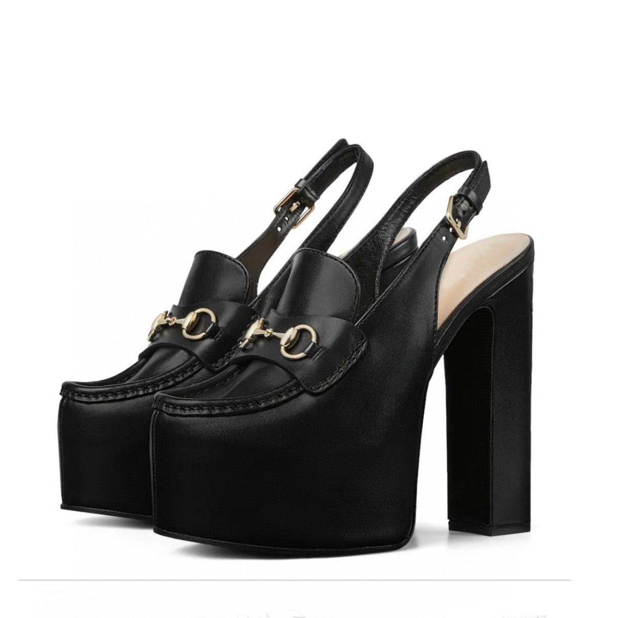 Platform Genuine Slingback pumps shoes Sandals high-heeled ankle strap chunky heels Slingbacks shoes 140mm Women Luxury Designers Evening Party shoe