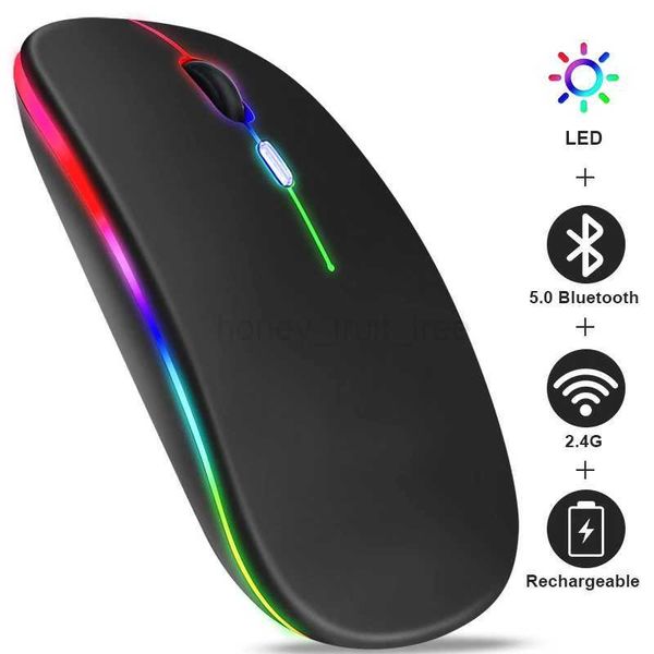 Tablet Phone Computer Bluetooth Wireless Mouse Rechargeable RGB Backlight Mice for iPad PC Laptop Tablet Phone 2.4GHz USB MouseM240725