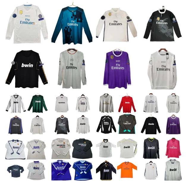 Real Retro RONALDO Madrids Soccer Jerseys ZIDANE RAUL 00 01 02 03 04 05 06 07 long sleeve KAKA BENZEMA Football shirts GUTI Ramos SEEDORF CARLOS 10