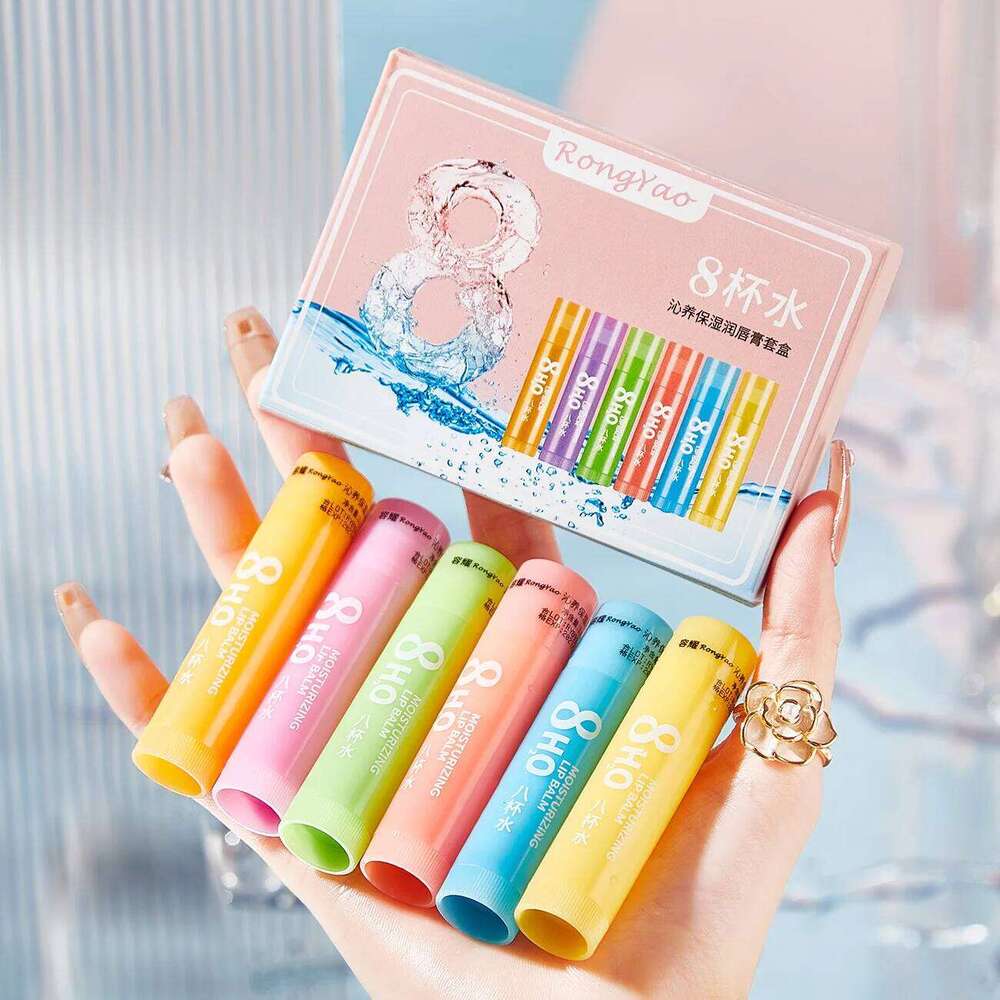 6pcs-Set Fruits Lipstick Sets Moisturizing Lip Balm Kit Orange Grape Aloe Strawberry Brightening Hydrating Lips Skin Care free shipping