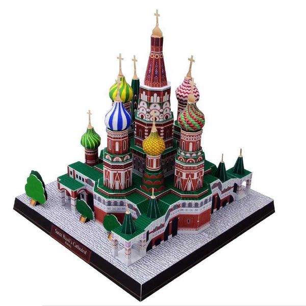 Architecture-DIY House St. Basils Cathedral Russia World Famous Architectural 3D Paper Model Building Craft Y241205FPQG