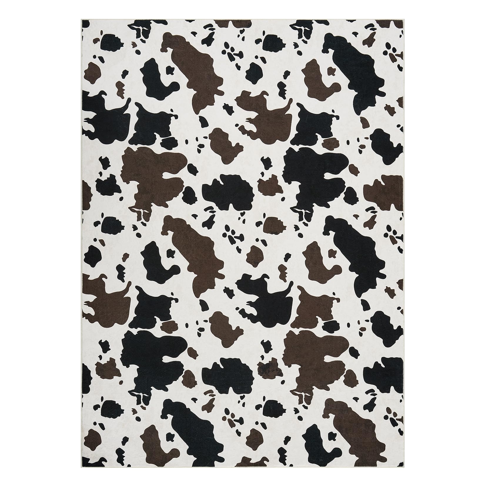 Garvee Wild Animal Milk Cow Print Washable Decorative Rug for Adult Women Boys Girls, Western Room Decor Carpet 10x13ft Brown Black Tan