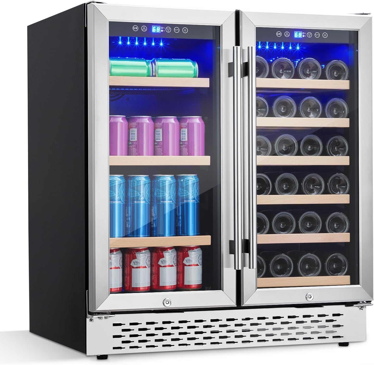 Garvee Wine Cooler Refrigerator,28 Bottles and 80 Cans Beverage Refrigerator with Digital Temperature Control,Wine Cellar Refrigerator with Adjustable