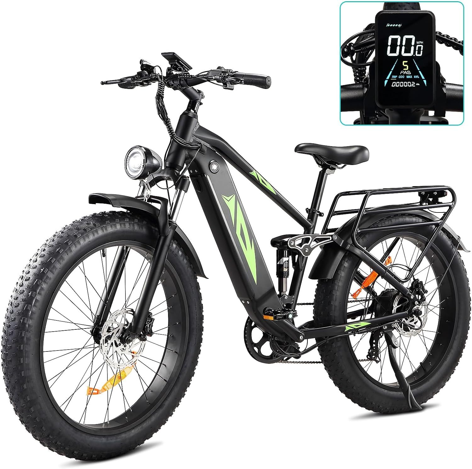 Garvee Electric Bike for Adults, [Peak 1500W Motor] Electric Mountain Bike, 26" Fat Tire Ebike, Max 60 Miles 28MPH Electric Bicycle with 48V-17.5Ah Ba