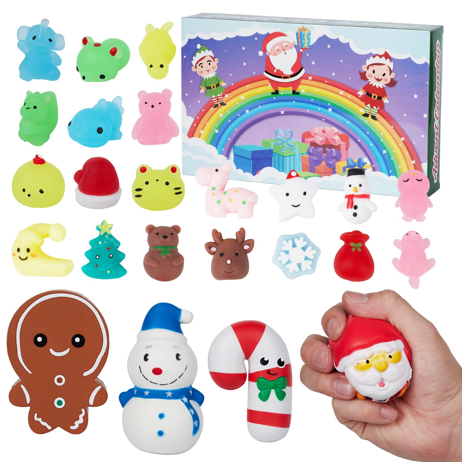 Garvee Advent Calendar 2022 Christmas Countdown Calendar for Kids 24pcs Mochi Squishy Toy Giant Squeeze Toys for Kids Christmas Advent Calendar for Gi