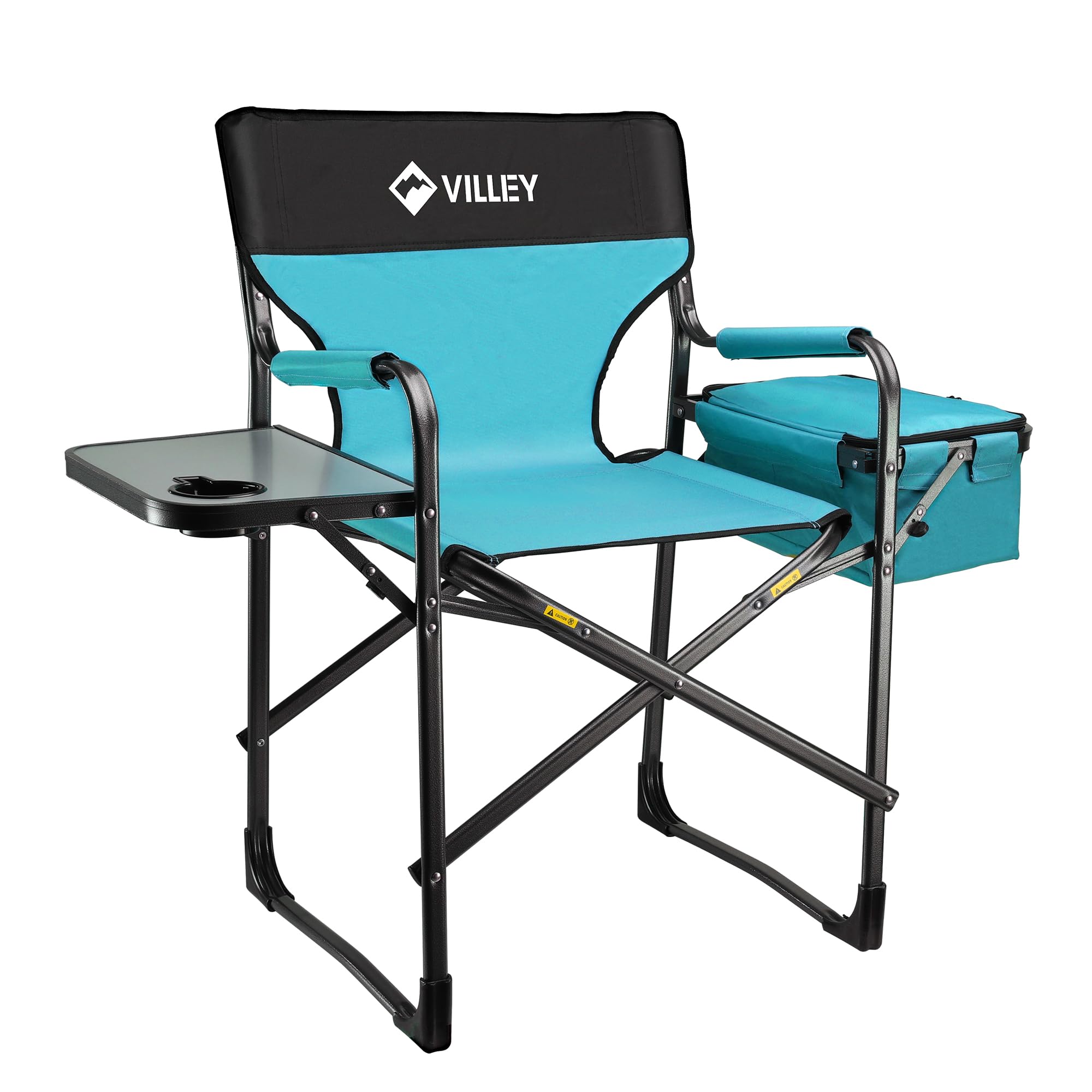 VILLEY Heavy Duty Directors Chair, Folding Camping Chairs, with Cooler Bag Portable Foldable Chair, for Camp Tailgating Lawn Picnic Fishing Beach, Sup
