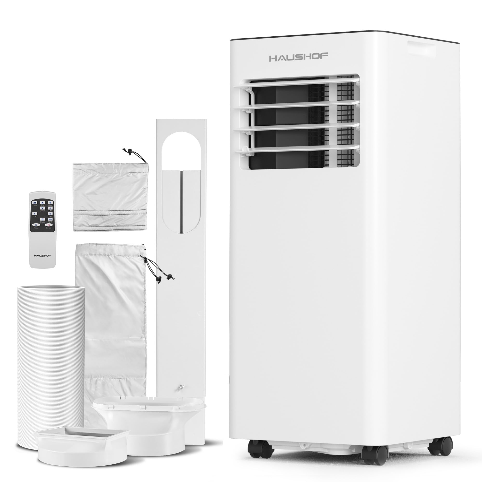 HAUSHOF 10,000 BTU Portable Air Conditioners for Rooms up to 430 Sq. Ft, 3-in-1 AC Unit with Cooling, Fan & Dehumidifier, Quiet Operation, Remote Cont