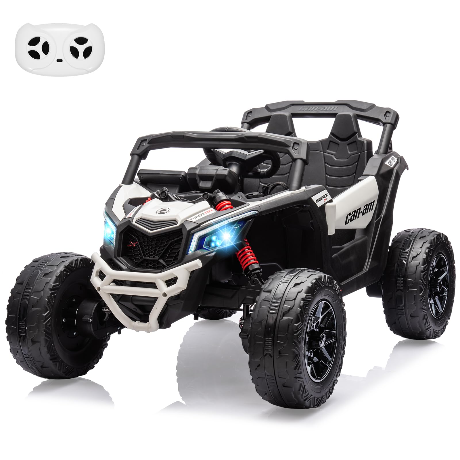 Garvee 12V Can-Am Ride-On UTV: Remote Control, Large Seat, Music, LED Lights, Spring Suspension, for Boys & Girls - White