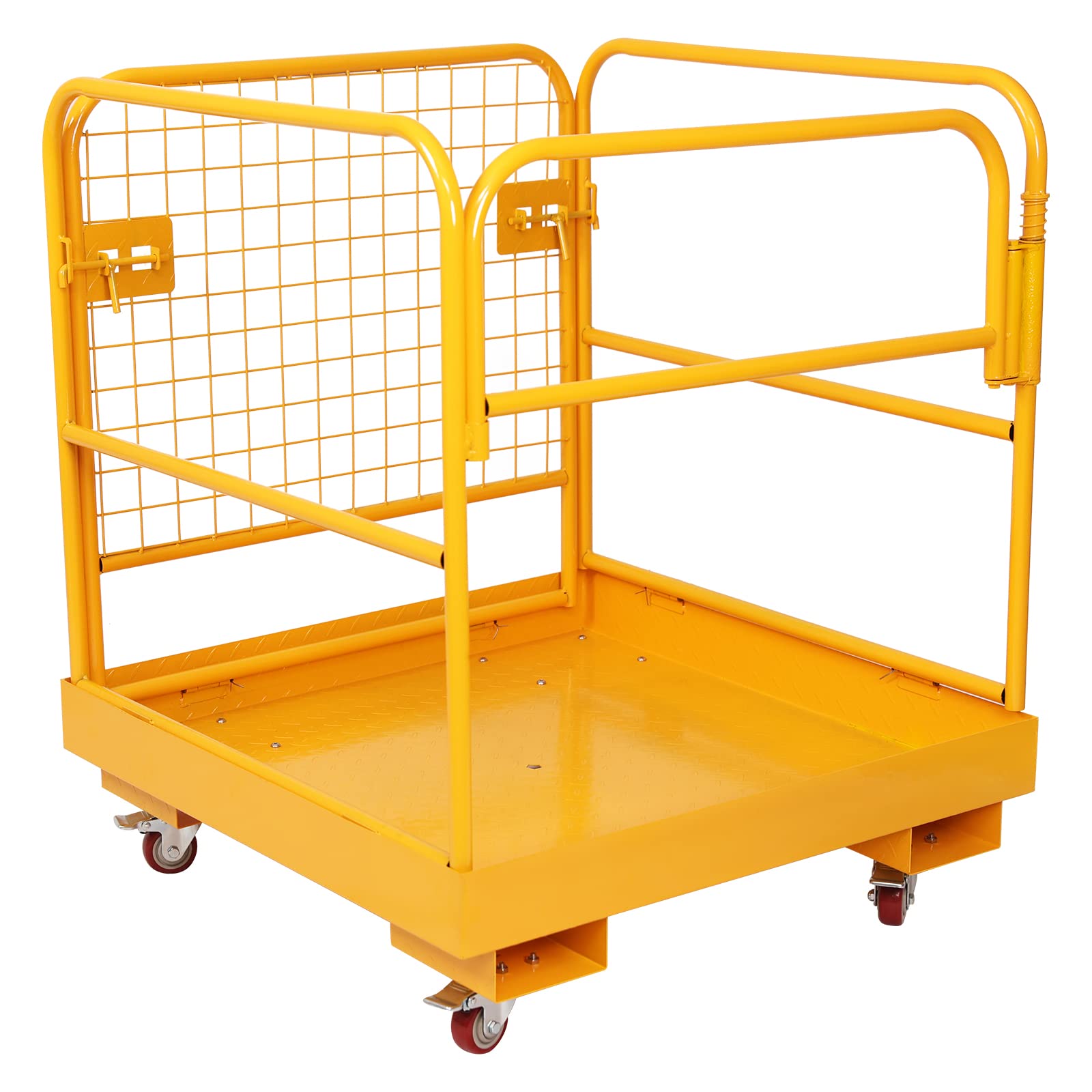 Garvee 36"x36" inch 1150LBS Capacity Forklift Safety Cage Heavy Duty Collapsible Work Platform Forklift with 4 Universal Wheels