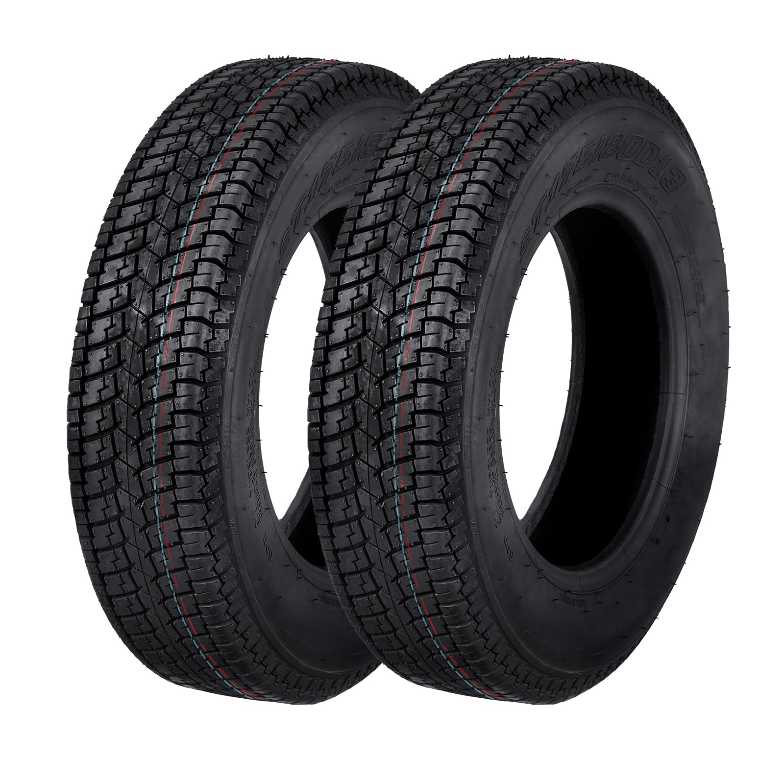 Garvee 2 PCS Trailer Tires, ST175-80D13 175 80 13 6PR Trailer Tires With 13'' Rim, Load Range C 175-80D Premium Trailer Tires For Different Agricultur