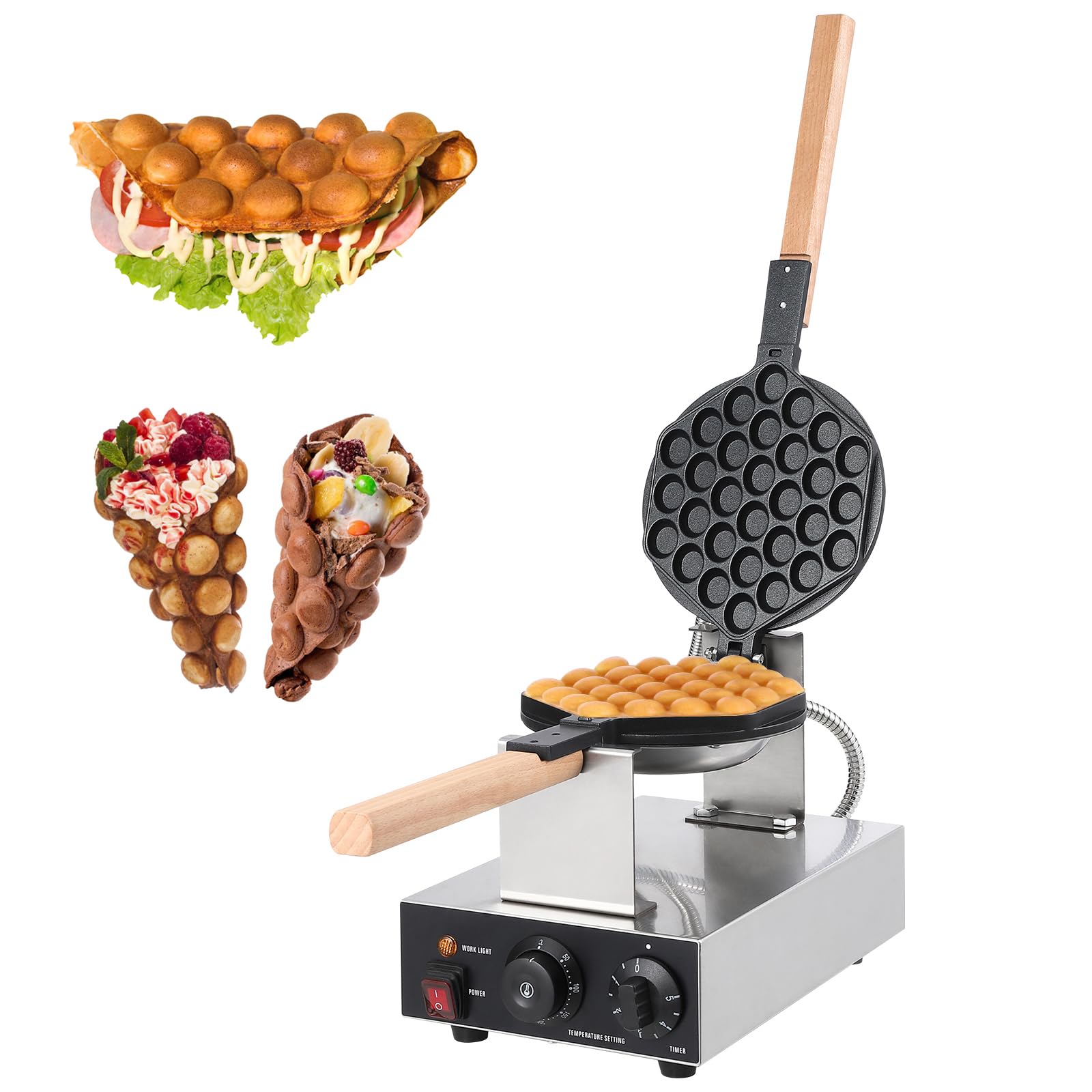 Garvee Bubble Waffle Maker 1400W Commercial Bubble Waffle Maker Machine Non-Stick Egg Waffle Maker Electric Bubble Waffle Baker for Home or Commercial