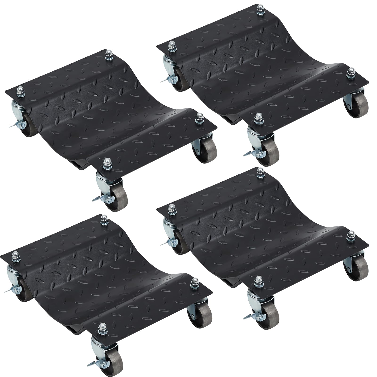 Garvee 4 Pack 6000 lbs Car Dolly with 360° Wheels - For Vehicles & Boats - Black
