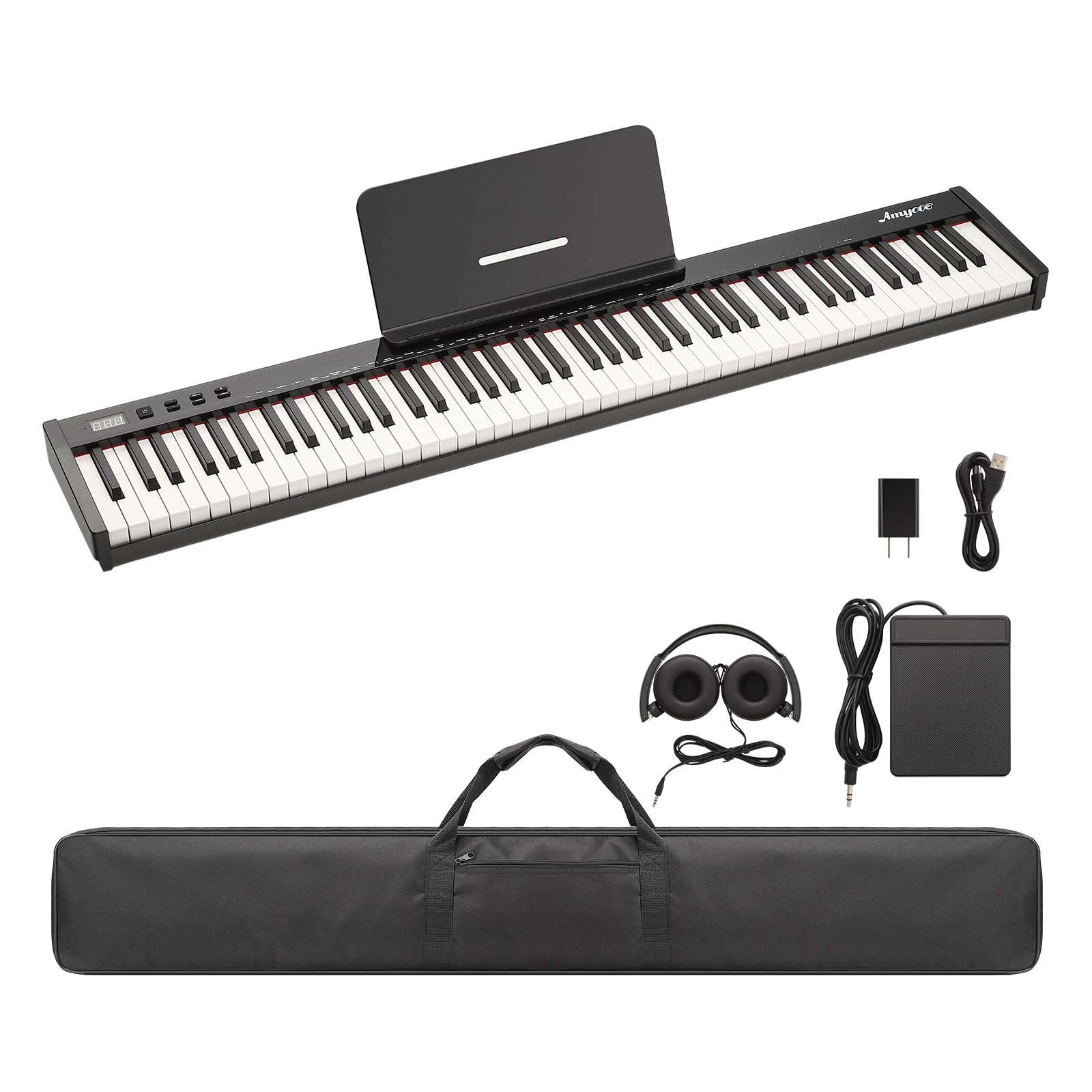 Garvee Piano Keyboard 88 Keys Semi-weighted, Full-Size Electric Keyboard Piano for Beginners,Portable Keyboard with Headphones,Sustain Pedal,Handbag,B