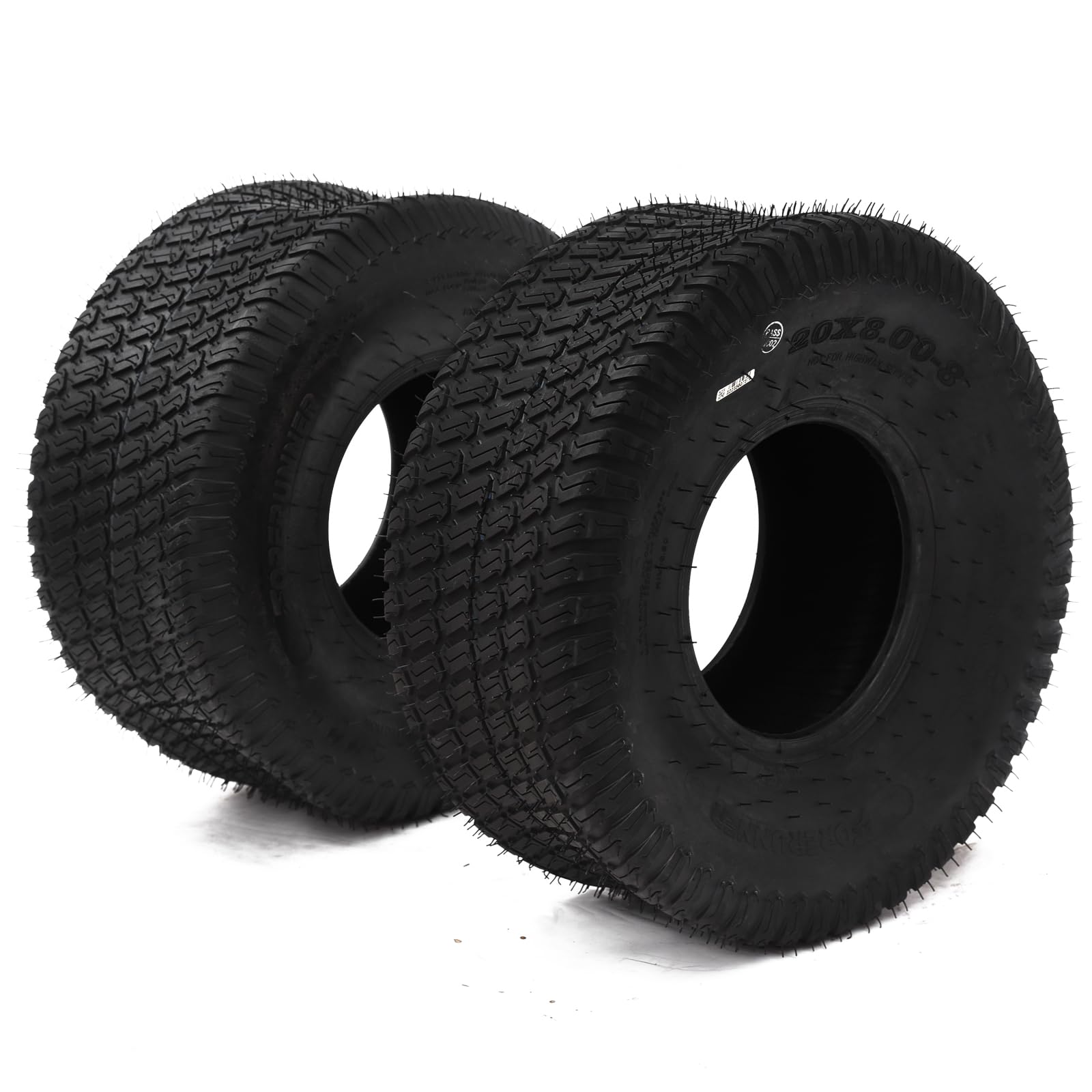 Garvee Lawn Mower Tires Turf Tires 20x8.00-8 4PR for Golf Cart Tires, Garden Tractor Riding Mower Tubeless Set of 2 - 20x8.00-10-4PR TL WAVE