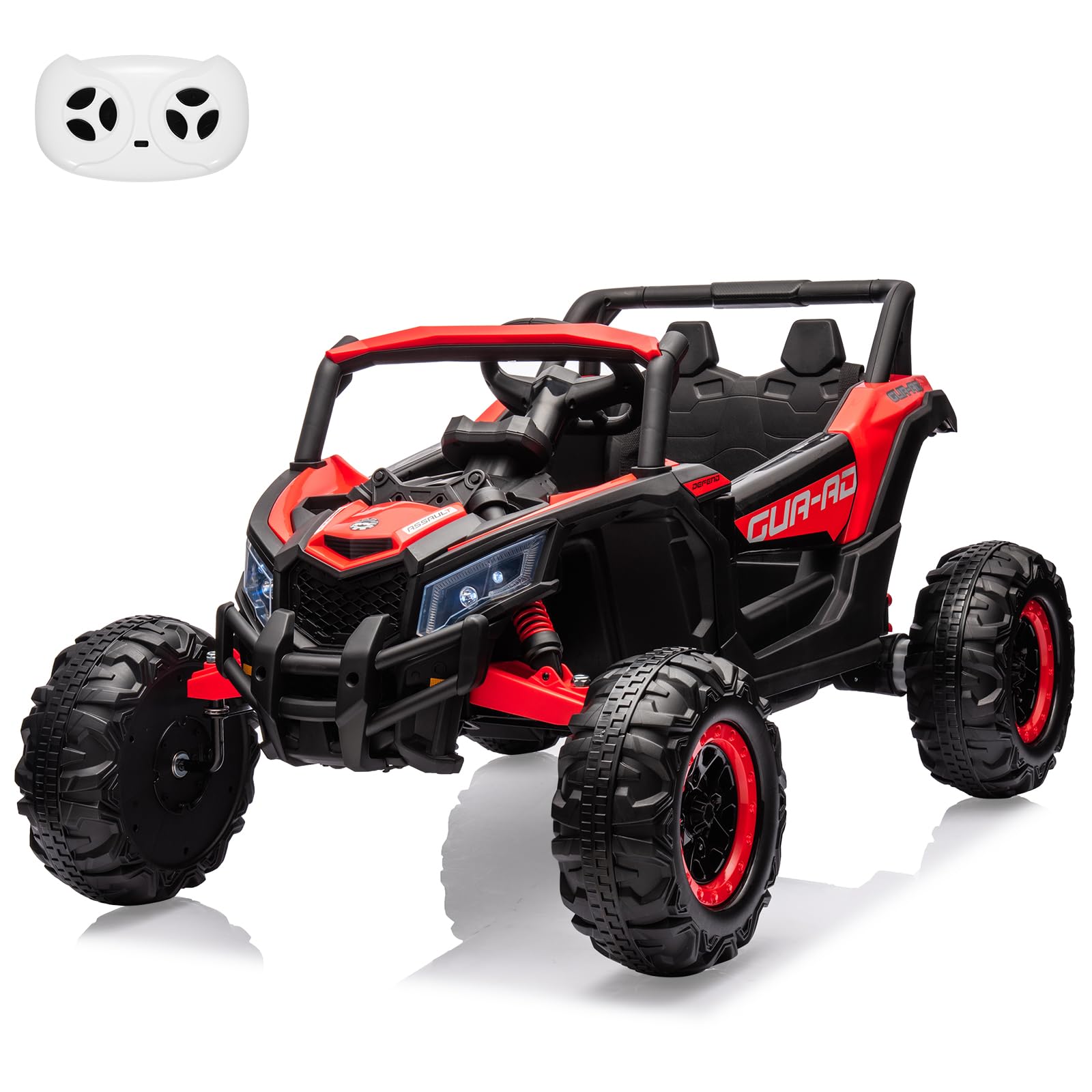 Garvee 24V Ride-On UTV: Remote Control, 200W Motor, Spring Suspension, Music, LED Lights, for Boys & Girls - Red